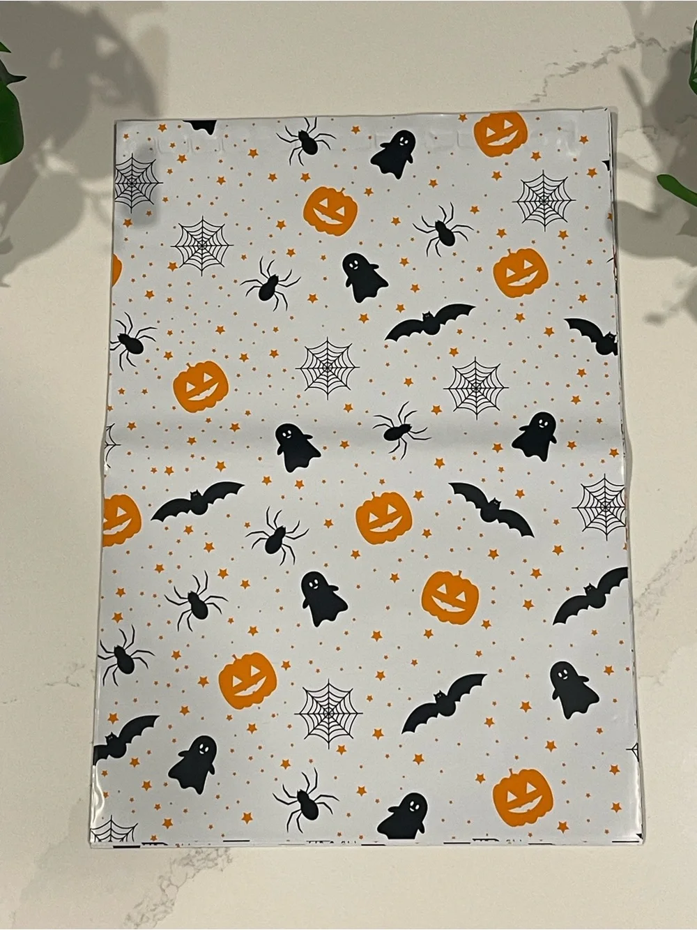 Halloween Poly Mailers 12X15.5 - Orange & Black Pumpkin Spooky 10 Pack New